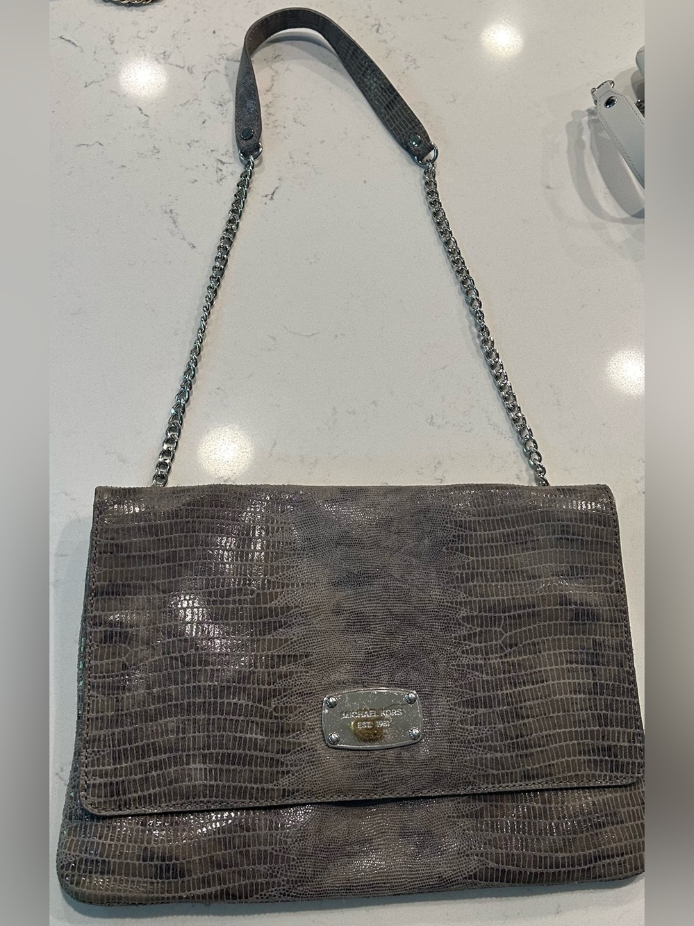 CLOSET CLOSING - Last Call! Michael Kors Gray Embossed Leather Bag